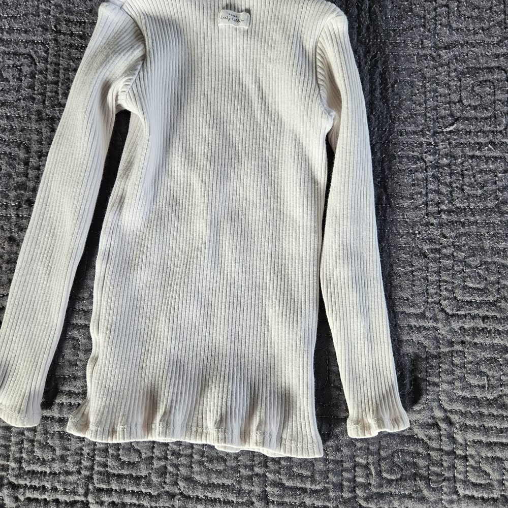 Cream Long Sleeve Ribbed Tee - Picture 4 of 5